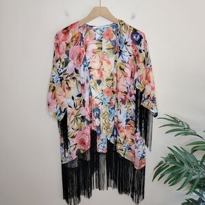 Collective Concepts | Floral Fringe Kimono Size Small